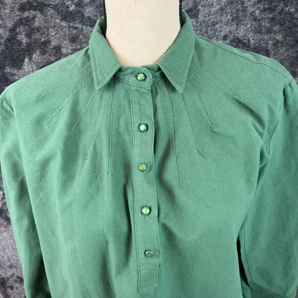 Pomander Place Tuckernuck Green Polly Dress Mini Cotton 3/4 Sleeve Popover M - Picture 2 of 12